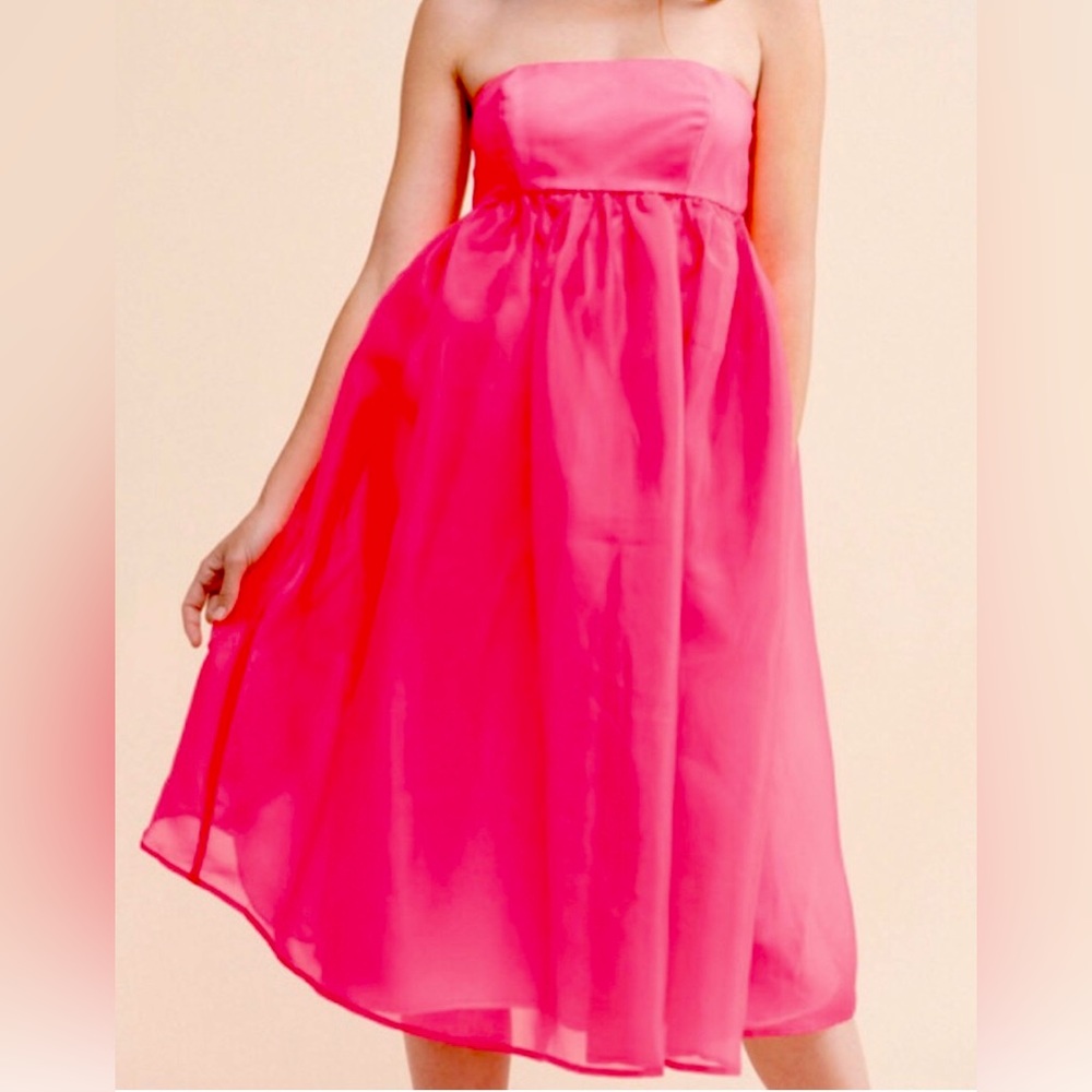 Strapless Pink organza babydoll Dress